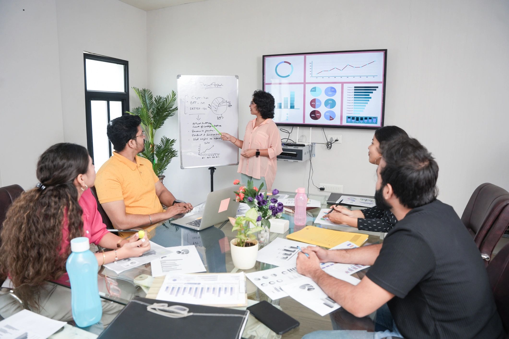 Recruitment team meeting in a modern office