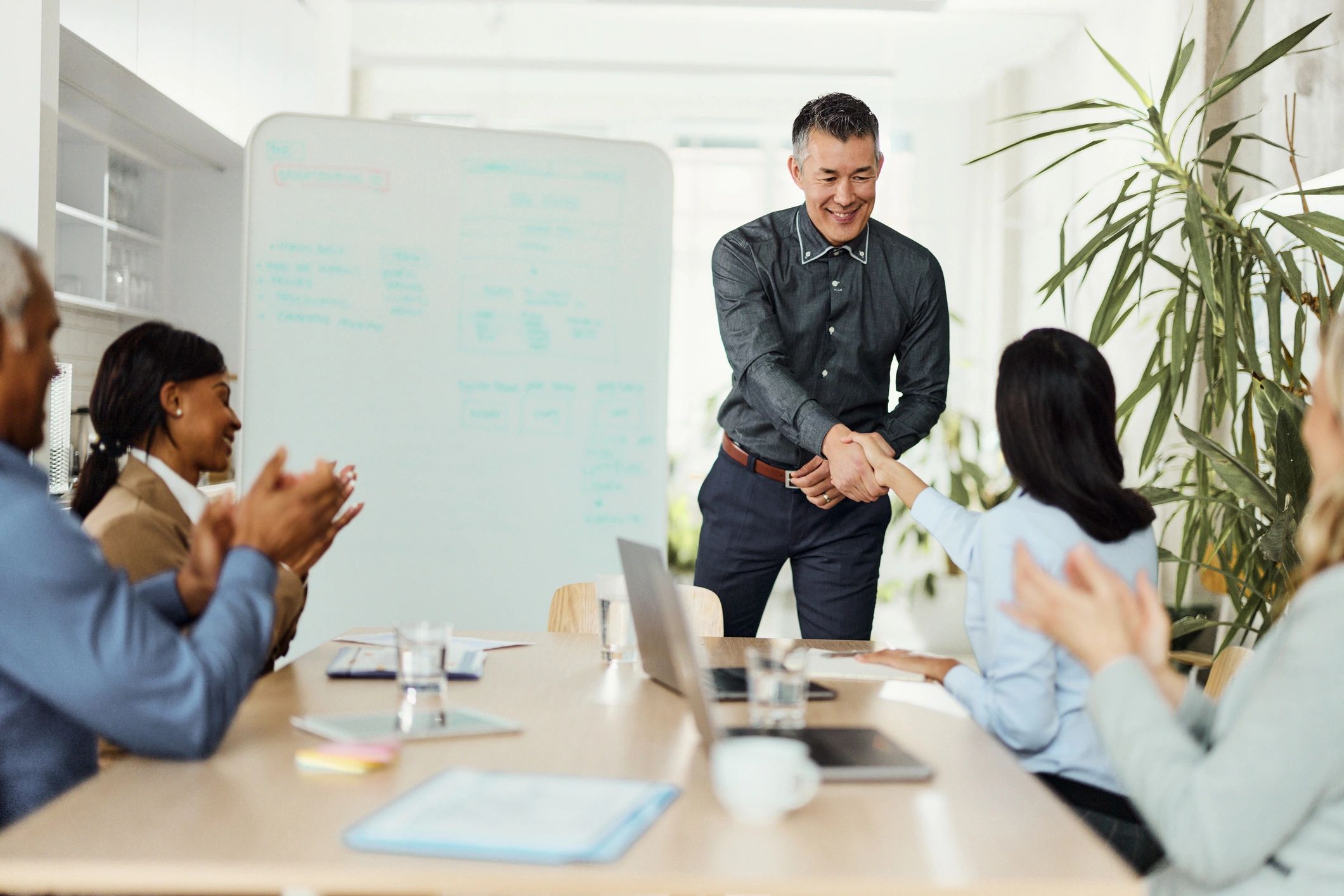 Business handshake after successful hiring decision