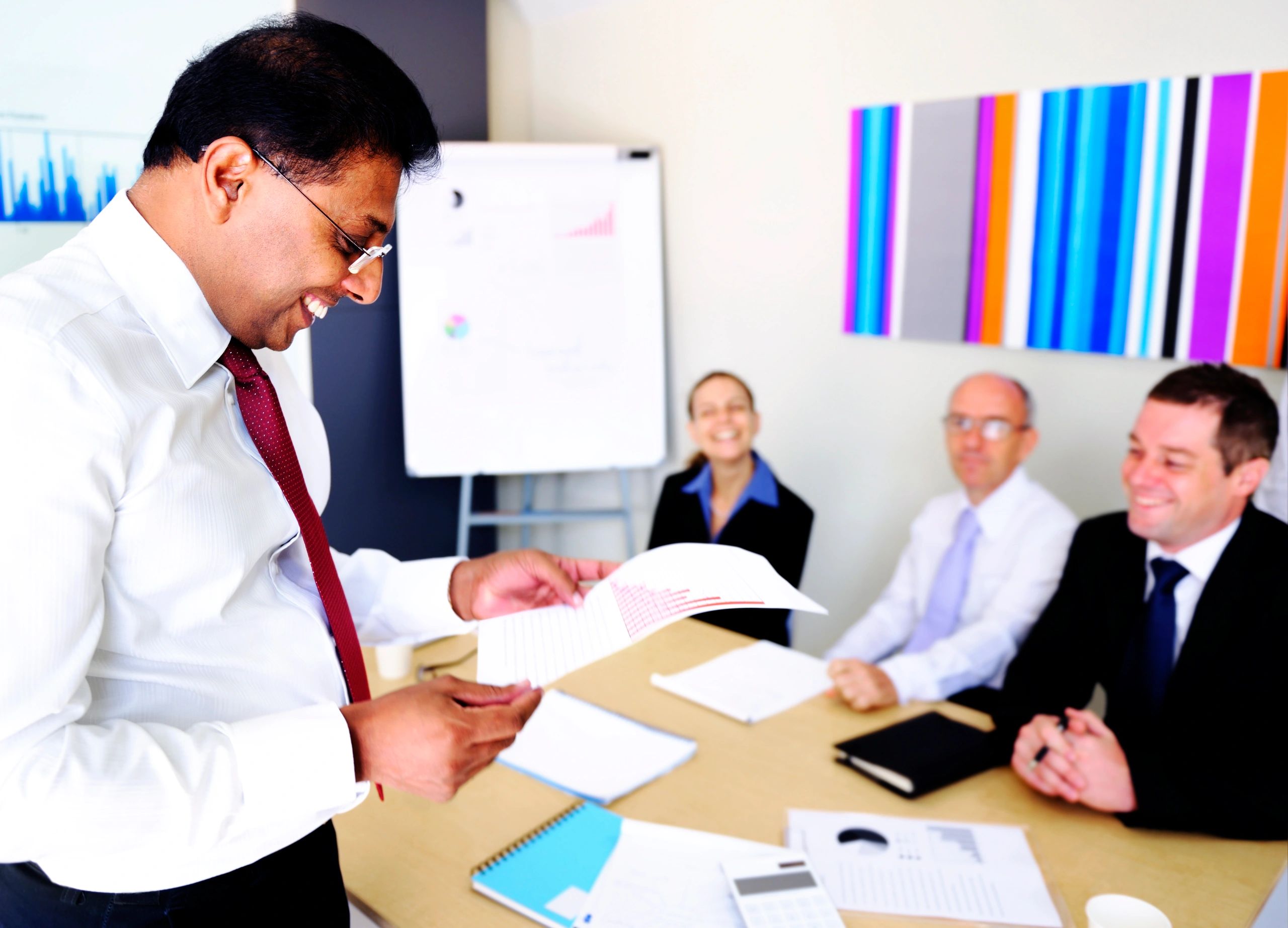 Team collaborating in a modern office